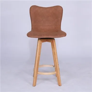 Brunt läder Counter Height Barstolar